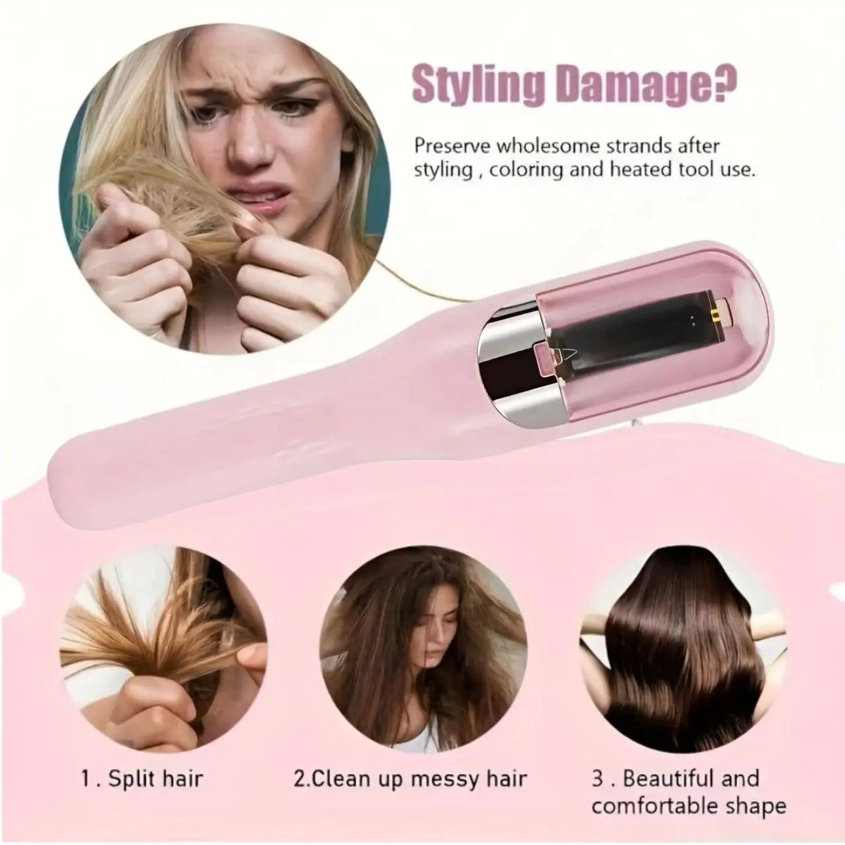 Hair Ends Trimmer Split Remover Dry Damaged Brittle Professional Automatic Trim Split for Women Cordless Hair Cutting Machine