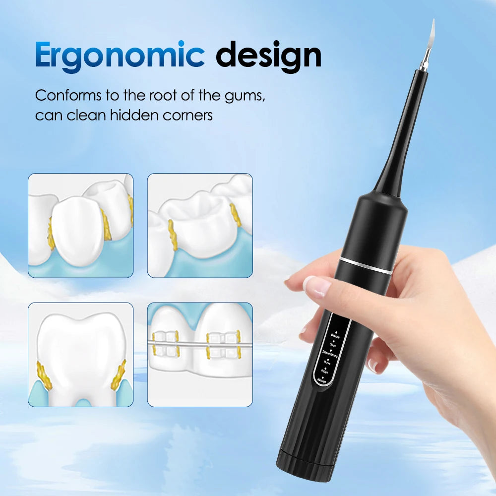 Electric Teeth Cleaner 6-Gear Modes Portable Toothbrush Tartar Remover High Frequency Vibration Tartar Cleaning Whitening Teeth