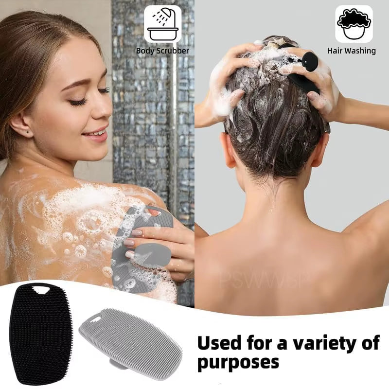 Silicone Body Scrubber Bath Wash Brush Exfoliating Body Brush Shower Face Scrubber Handle Wet & Dry Brushing for Man Women